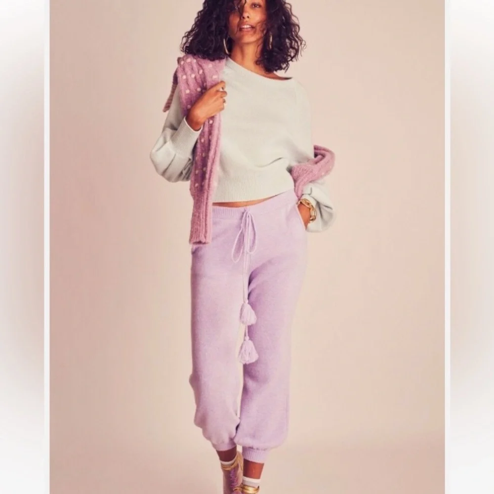 NWT Love Shack Fancy Tristan Pink Knit Sweat Pants/Joggers. Size XS. Cashmere. - Picture 6 of 15